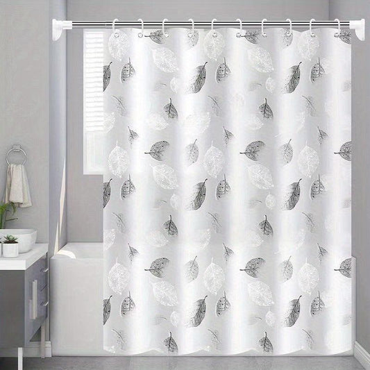 Waterproof Leaf Shower Curtain PEVA Fabric Durable Easy Install Bathroom Decor