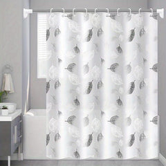 Waterproof Leaf Shower Curtain PEVA Fabric Durable Easy Install Bathroom Decor