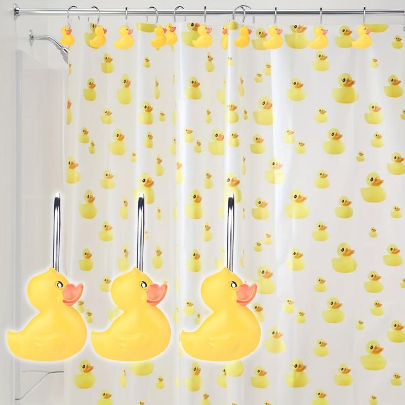 12pcs Duck Shower Curtain Hook Decorative Rustproof Bathroom Accessories