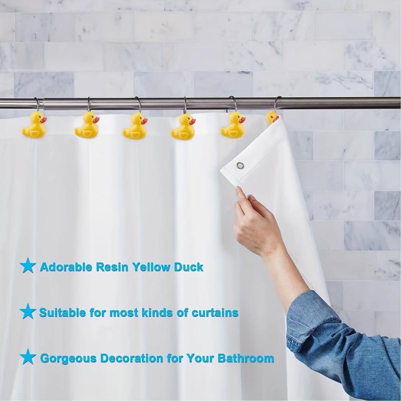 12pcs Duck Shower Curtain Hook Decorative Rustproof Bathroom Accessories