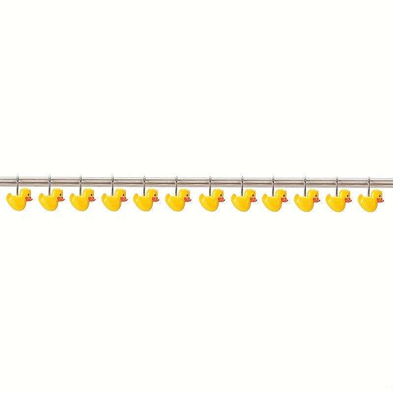 12pcs Duck Shower Curtain Hook Decorative Rustproof Bathroom Accessories