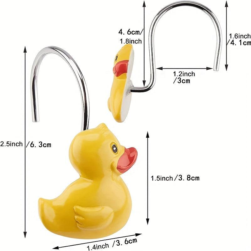 12pcs Duck Shower Curtain Hook Decorative Rustproof Bathroom Accessories