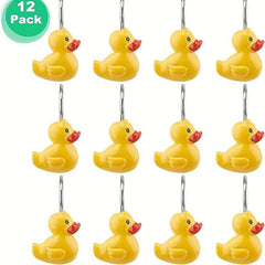 12pcs Duck Shower Curtain Hook Decorative Rustproof Bathroom Accessories