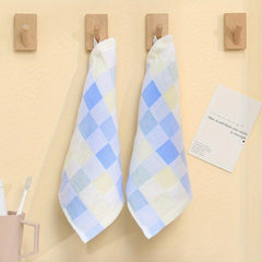 2pcs Plaid Pattern Washcloth Double layer Gauze Handkerchiefs