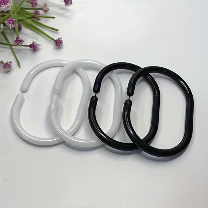10pcs C-Shaped Shower Curtain Hooks Plastic Rings Bathroom Rod Hooks