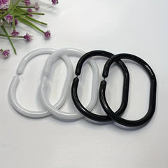 10pcs C-Shaped Shower Curtain Hooks Plastic Rings Bathroom Rod Hooks