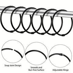 12pcs Curtain Rings 50mm Round Rings Curtain Clips Metal Clips for Curtains