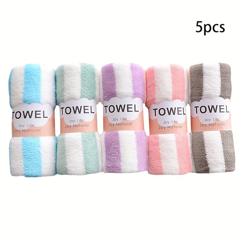 5pcs Coral Fleece Hand Towel Soft Absorbent Towel for Bathroom