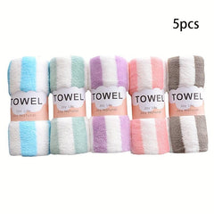 5pcs Coral Fleece Hand Towel Soft Absorbent Towel for Bathroom