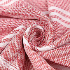 Striped Cotton Bath Sheet Towel Tassels Lightweight Absorbent