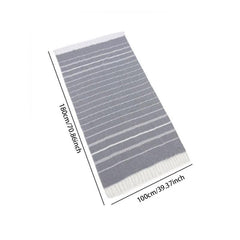 Striped Cotton Bath Sheet Towel Tassels Lightweight Absorbent