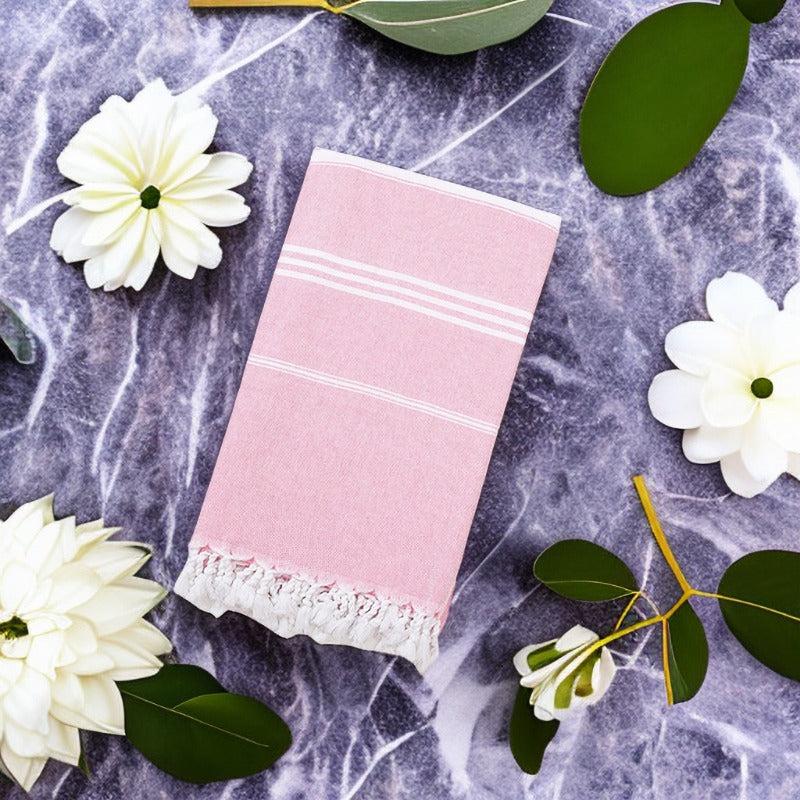 Striped Cotton Bath Sheet Towel Tassels Lightweight Absorbent