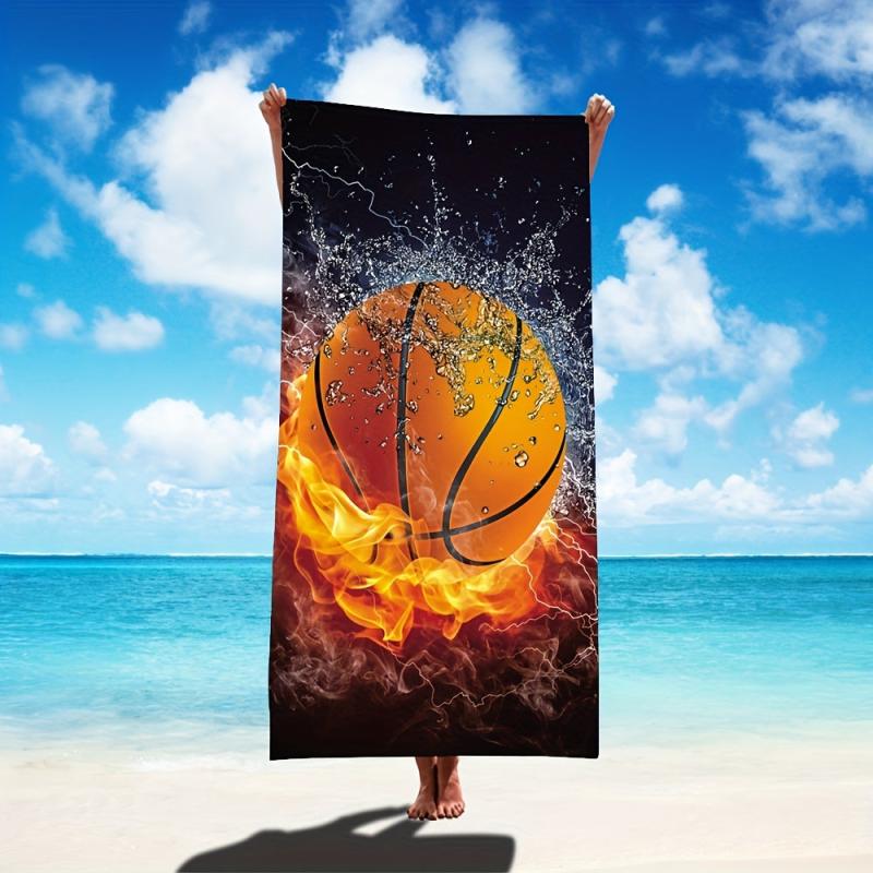 Basketball Pattern Beach Towel - Quick Dry and Soft