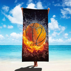 Basketball Pattern Beach Towel - Quick Dry and Soft