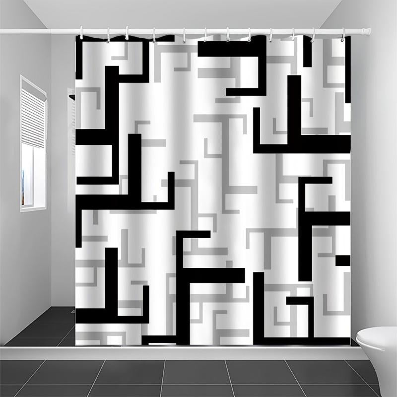Geometric Lattice Printed Shower Curtain