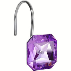 12pcs Purple Acrylic Rhinestone Shower Curtain Hooks