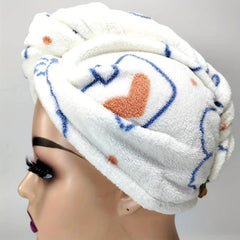 Microfiber Hair Towel with Button for Quick Drying Hair