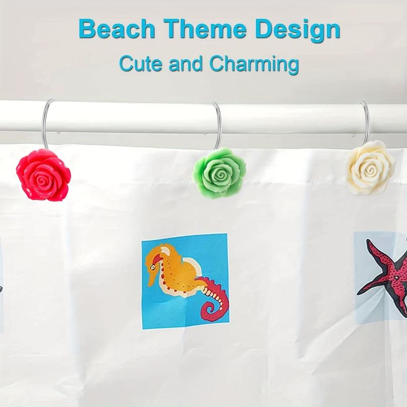 Decorative Stainless Steel Shower Curtain Hook Set
