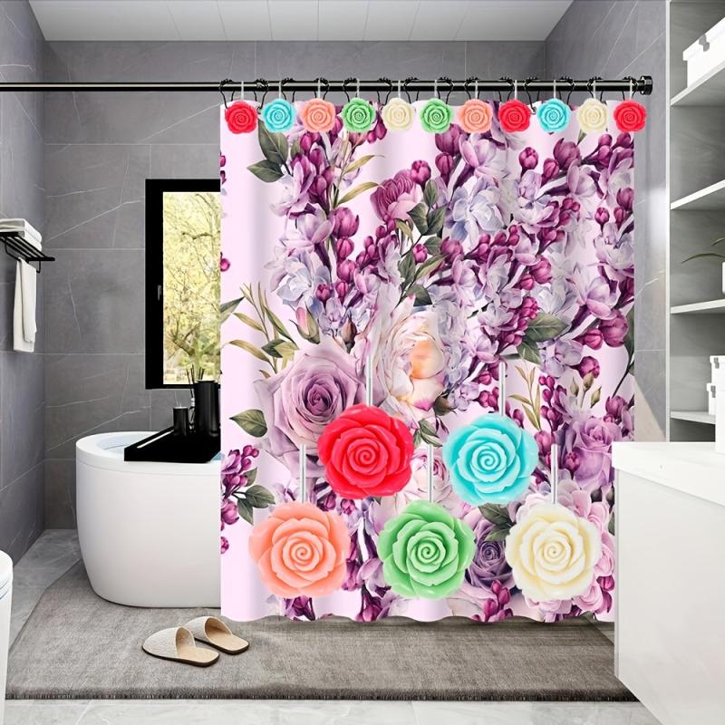 Decorative Stainless Steel Shower Curtain Hook Set