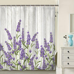 Waterproof Purple Lavender Flower Shower Curtain