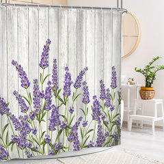 Waterproof Purple Lavender Flower Shower Curtain