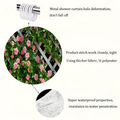 Flower On Fence Shower Curtain Waterproof Rust Resistant with Grommets & Hooks