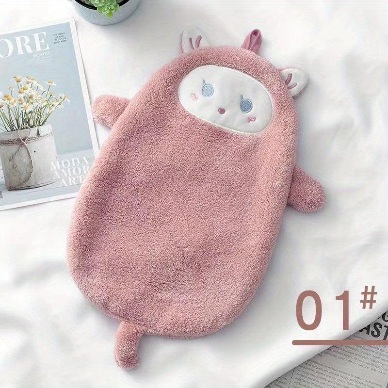 Creative Cartoon Hand Towel Thick Coral Fleece Absorbent Towel For Bathroom