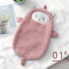 Creative Cartoon Hand Towel Thick Coral Fleece Absorbent Towel For Bathroom