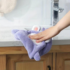 Creative Cartoon Hand Towel Thick Coral Fleece Absorbent Towel For Bathroom
