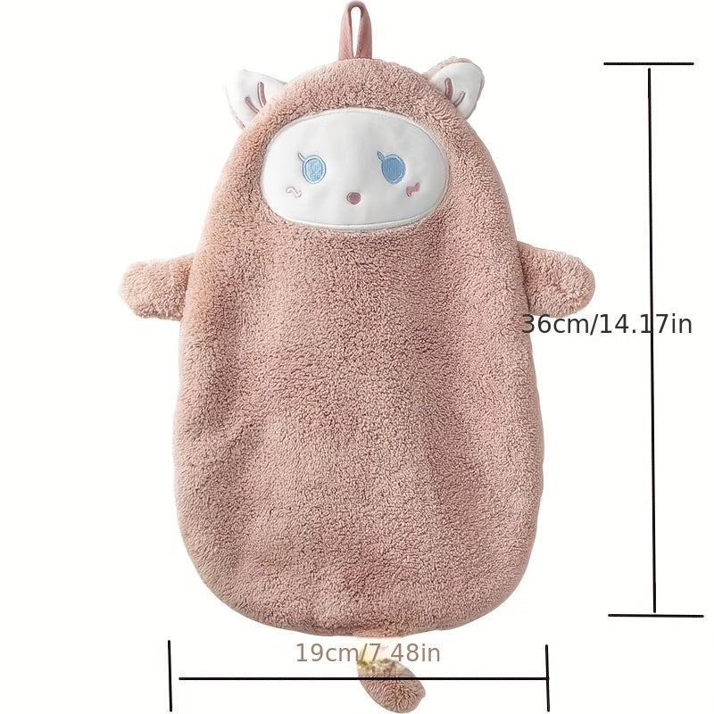 Creative Cartoon Hand Towel Thick Coral Fleece Absorbent Towel For Bathroom