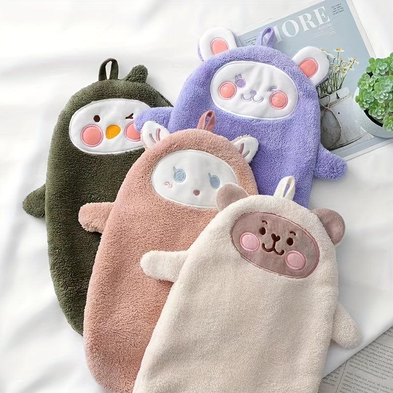 Creative Cartoon Hand Towel Thick Coral Fleece Absorbent Towel For Bathroom