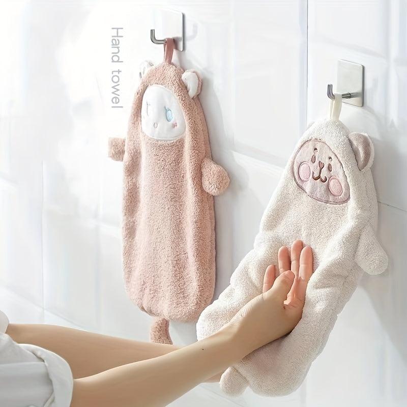 Creative Cartoon Hand Towel Thick Coral Fleece Absorbent Towel For Bathroom