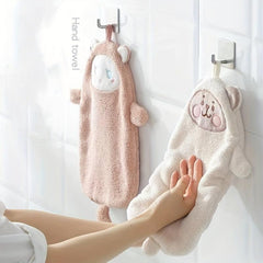 Creative Cartoon Hand Towel Thick Coral Fleece Absorbent Towel For Bathroom