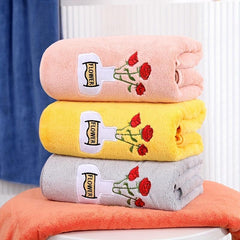 Soft Flower Pattern Bath Towel - Quick Dry & Absorbent - 55x12