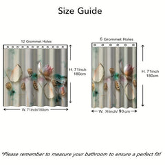 Lotus Pattern Shower Curtain Waterproof Polyester Bath Curtain