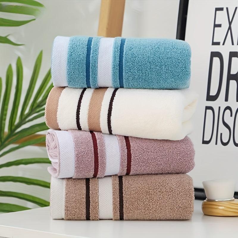 4pcs Striped Washcloth Household Handkerchiefs Soft Absorbent Towel