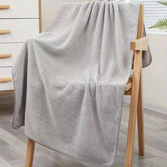 Soft Striped Bath Towel Absorbent Coral Fleece Adult Beach Towel 55x27 inches