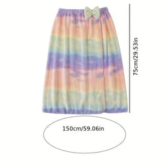 Coral Fleece Gradient Tube Top Bathrobe with Bow Decor