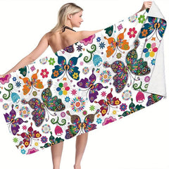 Colorful Butterfly Beach Towel Quick Drying Microfiber Soft for Travel Swim Pool