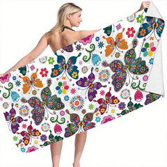 Colorful Butterfly Beach Towel Quick Drying Microfiber Soft for Travel Swim Pool