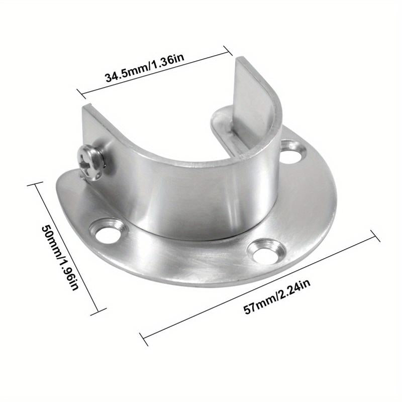 2pcs Closet Rod End Support Stainless Steel U Shaped Closet Pole Sockets