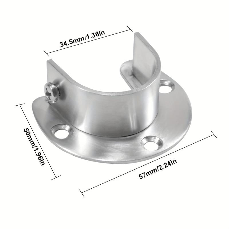 2pcs Closet Rod End Support Stainless Steel U Shaped Closet Pole Sockets