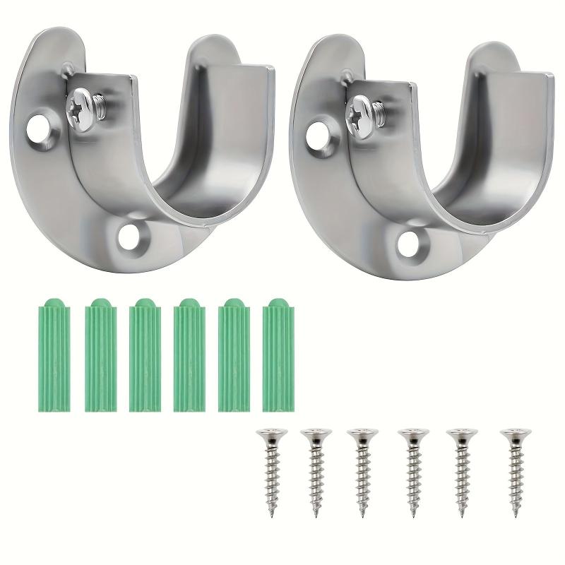 2pcs Closet Rod End Support Stainless Steel U Shaped Closet Pole Sockets
