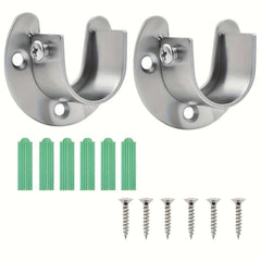 2pcs Closet Rod End Support Stainless Steel U Shaped Closet Pole Sockets