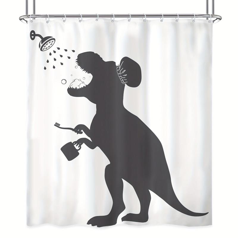 Polyester Dinosaur Shower Curtain with 12 Hooks