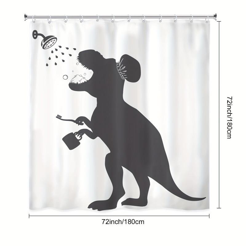 Polyester Dinosaur Shower Curtain with 12 Hooks