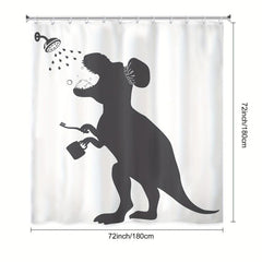 Polyester Dinosaur Shower Curtain with 12 Hooks