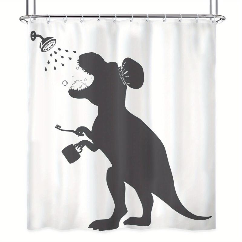Polyester Dinosaur Shower Curtain with 12 Hooks