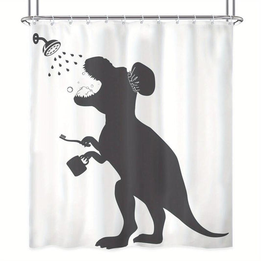 Polyester Dinosaur Shower Curtain with 12 Hooks