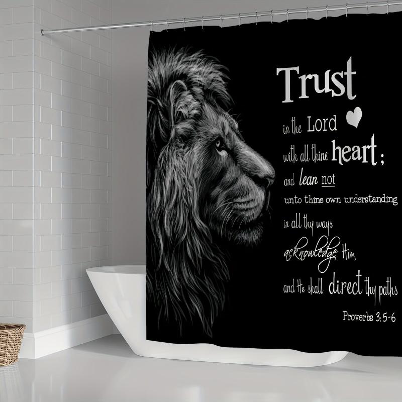 Wildlife Lion Inspirational Quote Shower Curtain Set